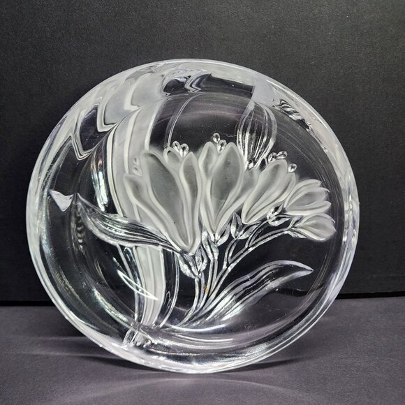 Vintage Mikasa Parisian Iris Round Candy Dish Bowl Clear Glass Frosted - Picture 1 of 5